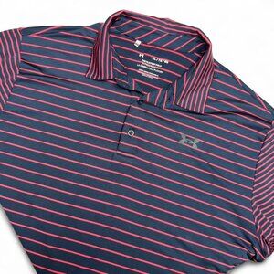 Under Armour UA Playoff 2.0 Golf Polo Shirt Size XL Blue Pink Striped 1327037